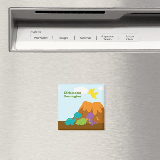 Leuke kleurrijke dinosaurussen gepersonaliseerde m magneet (Insitu (Vaatwasser))