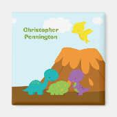 Leuke kleurrijke dinosaurussen gepersonaliseerde m magneet (Voorkant)