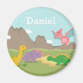 Leuke kleurrijke dinosaurussen Kinder magneet (Voorkant)