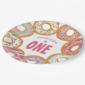Leuke kleurrijke donuts een eerste verjaardag papieren bordje (Gekanteld)
