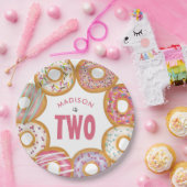 Leuke kleurrijke donuts twee 2e verjaardag papieren bordje (Feest)