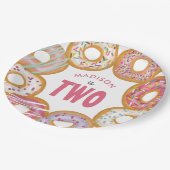 Leuke kleurrijke donuts twee 2e verjaardag papieren bordje (Gekanteld)