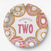 Leuke kleurrijke donuts twee 2e verjaardag papieren bordje (Voorkant)