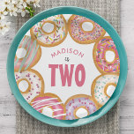 Leuke kleurrijke donuts twee 2e verjaardag papieren bordje<br><div class="desc">Leuke Kleurrijke Donuts Twee 2e Verjaardagspapier Borden zijn voorzien van handgetekende donuts met kleurrijke sprinkles en glazuur.</div>