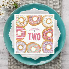 Leuke kleurrijke donuts twee 2e verjaardag servet