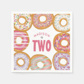 Leuke kleurrijke donuts twee 2e verjaardag servet (Voorkant)