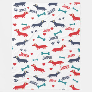 Leuke kleurrijke Doxie Dog Dachshund Fleece Deken