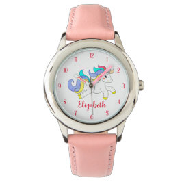 Leuke kleurrijke eenhoorn gepersonaliseerde Kinder Horloge
