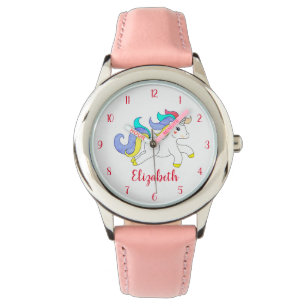 Leuke kleurrijke eenhoorn gepersonaliseerde Kinder Horloge