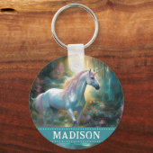 Leuke Kleurrijke Eenhoorn Sleutelhanger met Aangep (Voorkant)