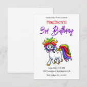 Leuke kleurrijke eenhoorn verjaardag kaart (Voorkant / Achterkant)