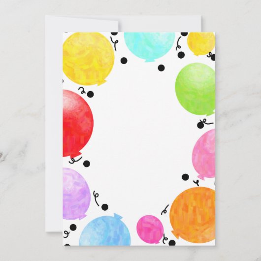 Leuke kleurrijke feestballonnen verjaardagsfeest kaart (Achterkant)