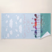 Leuke Kleurrijke Flamingo's Stap in het Water Strandlaken (Voorkant)