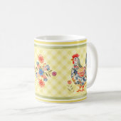 Leuke kleurrijke Folk Art Hen Chicken Floral Mok (Voorkant rechts)