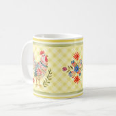 Leuke kleurrijke Folk Art Hen Chicken Floral Mok (Voorkant links)