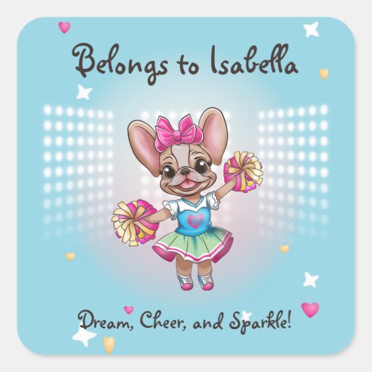 Leuke kleurrijke franchise passieve school geest vierkante sticker (Voorkant)