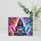 Leuke kleurrijke gamerjongen briefkaart (Staand voorkant)