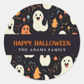Leuke kleurrijke geesten gepersonaliseerd Happy Ha Ronde Sticker (Voorkant)