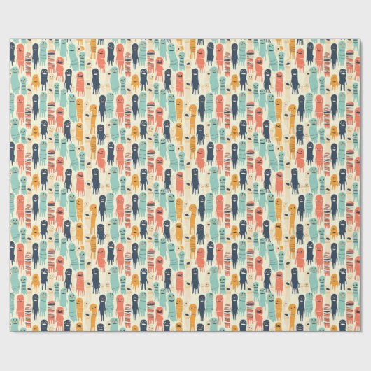 Leuke Kleurrijke Geesten Halloween Cadeaupapier (Vlak)