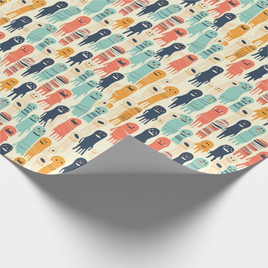 Leuke Kleurrijke Geesten Halloween Cadeaupapier (Hoek)