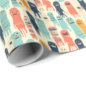 Leuke Kleurrijke Geesten Halloween Cadeaupapier (Rol Hoek)