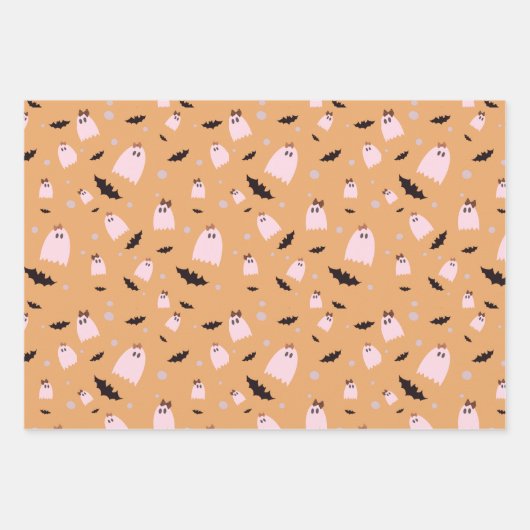 Leuke Kleurrijke Geesten Halloween Inpakpapier Vel (Voorkant)