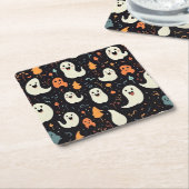 Leuke kleurrijke geesten Halloween Kartonnen Onderzetters (Schuin)