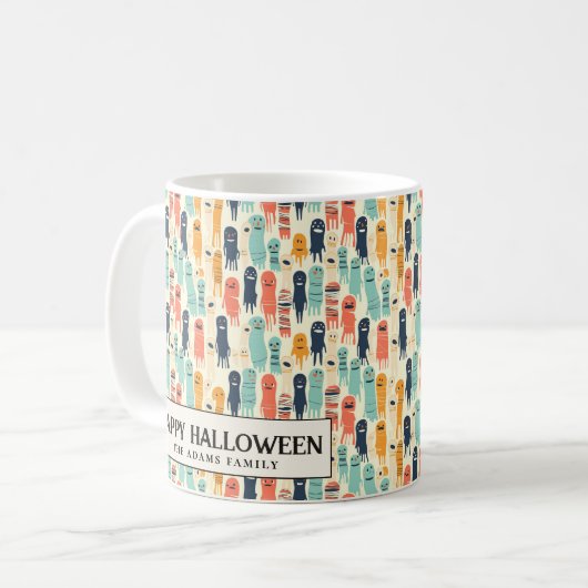 Leuke Kleurrijke Geesten Halloween Koffiemok (Voorkant links)