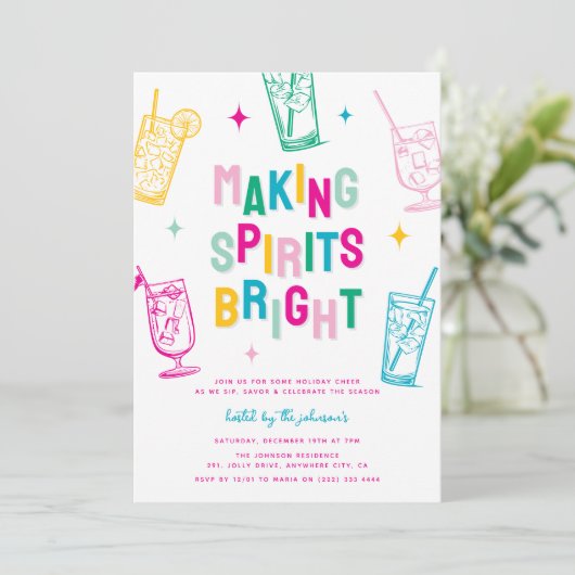 Leuke kleurrijke geesten maken Bright Christmas Pa Kaart (Staand voorkant)