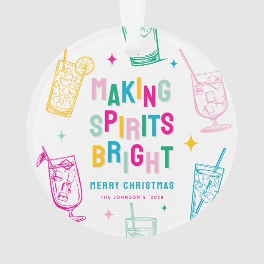 Leuke kleurrijke geesten maken 'Bright' Kerstmis Ornament (achterkant)