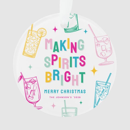 Leuke kleurrijke geesten maken 'Bright' Kerstmis Ornament (voorkant)