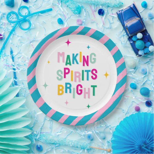 Leuke kleurrijke geesten maken 'Bright' Kerstmis Papieren Bordje (Feest)