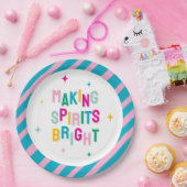 Leuke kleurrijke geesten maken 'Bright' Kerstmis Papieren Bordje (Feest)