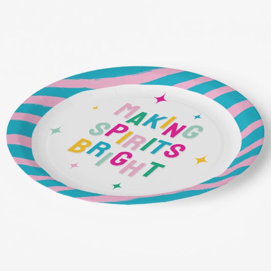 Leuke kleurrijke geesten maken 'Bright' Kerstmis Papieren Bordje (Gekanteld)