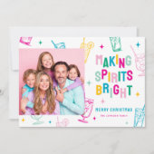 Leuke kleurrijke geesten maken Heldere Kerstfoto Feestdagenkaart (Voorkant)