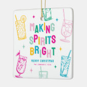 Leuke kleurrijke geesten maken Heldere Kerstfoto Keramisch Ornament (Links)