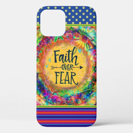 Leuke Kleurrijke 'Geloof Over Angst' Quote Inspiri Case-Mate iPhone Case (Achterkant)