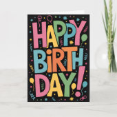 Leuke kleurrijke gelukkige verjaardag kaart (Voorkant)