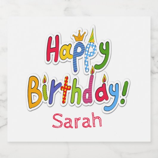 Leuke & Kleurrijke Gelukkige Verjaardagstekst - Ge Sparkling Wijnetiket (Enkel label)