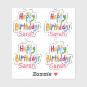 Leuke & Kleurrijke Gelukkige Verjaardagstekst - Ge Sticker (Vel)