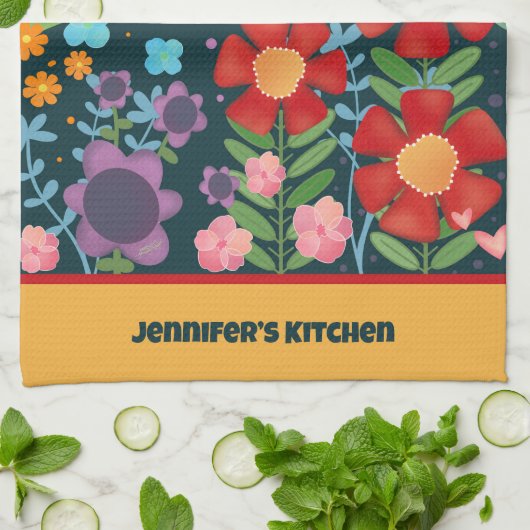 Leuke kleurrijke Gepersonaliseerd naam Schattige F Theedoek (Gevouwen)