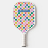 Leuke kleurrijke geruit vrolijk en helder pickleball paddle (Achterkant)