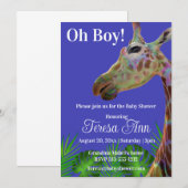Leuke kleurrijke Giraffe baby shower Uitnodiging (Voorkant / Achterkant)