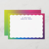 Leuke kleurrijke golvende rand eenvoudige retro ki notitiekaartje (Voorkant / Achterkant)