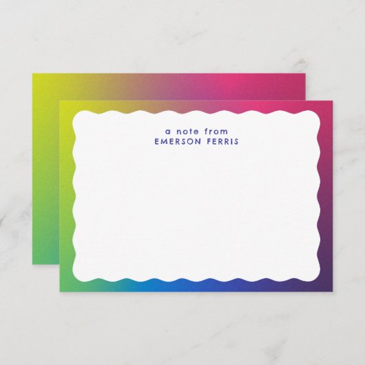 Leuke kleurrijke golvende rand eenvoudige retro ki notitiekaartje (Voorkant / Achterkant)