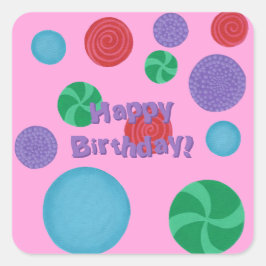 Leuke kleurrijke Happy Birthday Polka Dots Sticker
