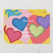 Leuke kleurrijke harten aangepaste bruiloft uitnod kaart (Voorkant / Achterkant)