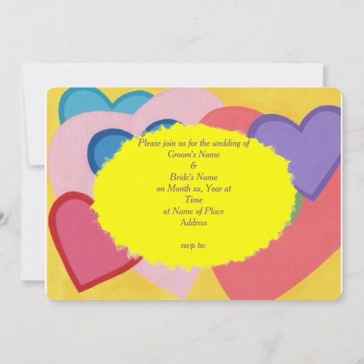 Leuke kleurrijke harten aangepaste bruiloft uitnod kaart (Achterkant)