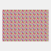 Leuke kleurrijke harten en bloemen inpakpapier vel (Voorkant 3)