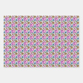 Leuke kleurrijke harten en bloemen inpakpapier vel (Voorkant)